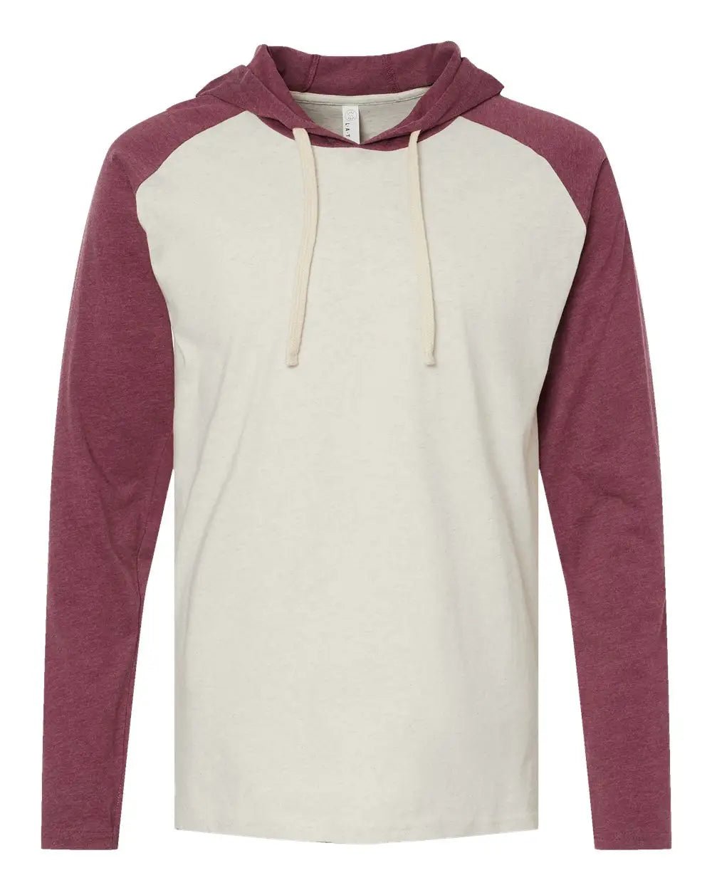 Lat 6917 Fine Jersey Hooded Long Sleeve Raglan T-shirt - Natural Heather Vintage Burgundy - Gray Maroon / Xs