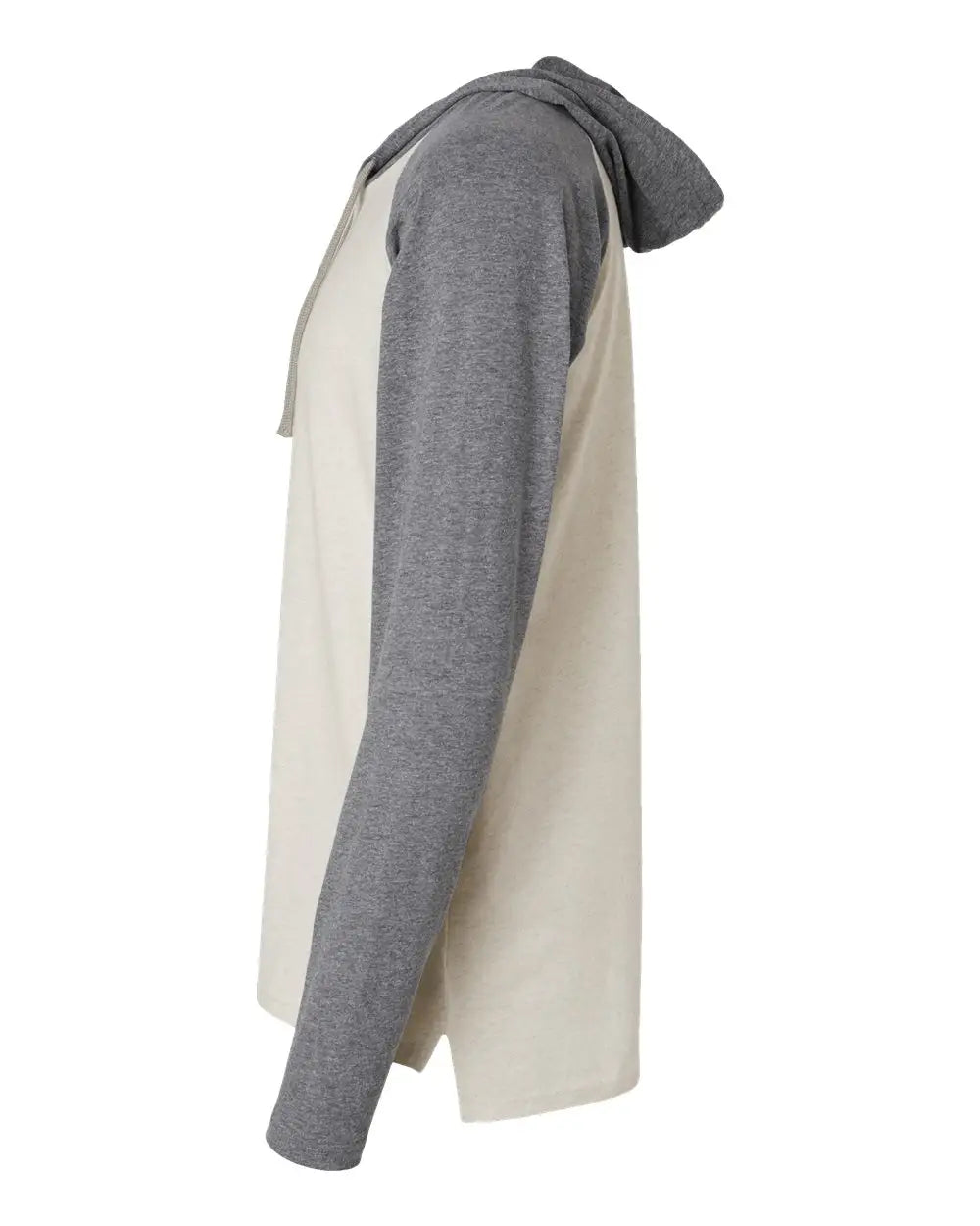 Lat 6917 Fine Jersey Hooded Long Sleeve Raglan T-shirt - Natural Heather Granite Titanium