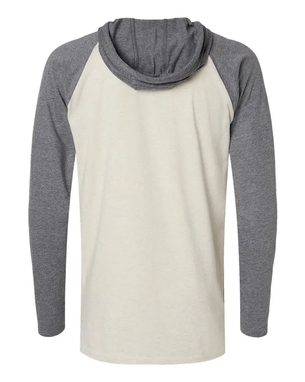 Lat 6917 Fine Jersey Hooded Long Sleeve Raglan T-shirt - Natural Heather Granite Titanium