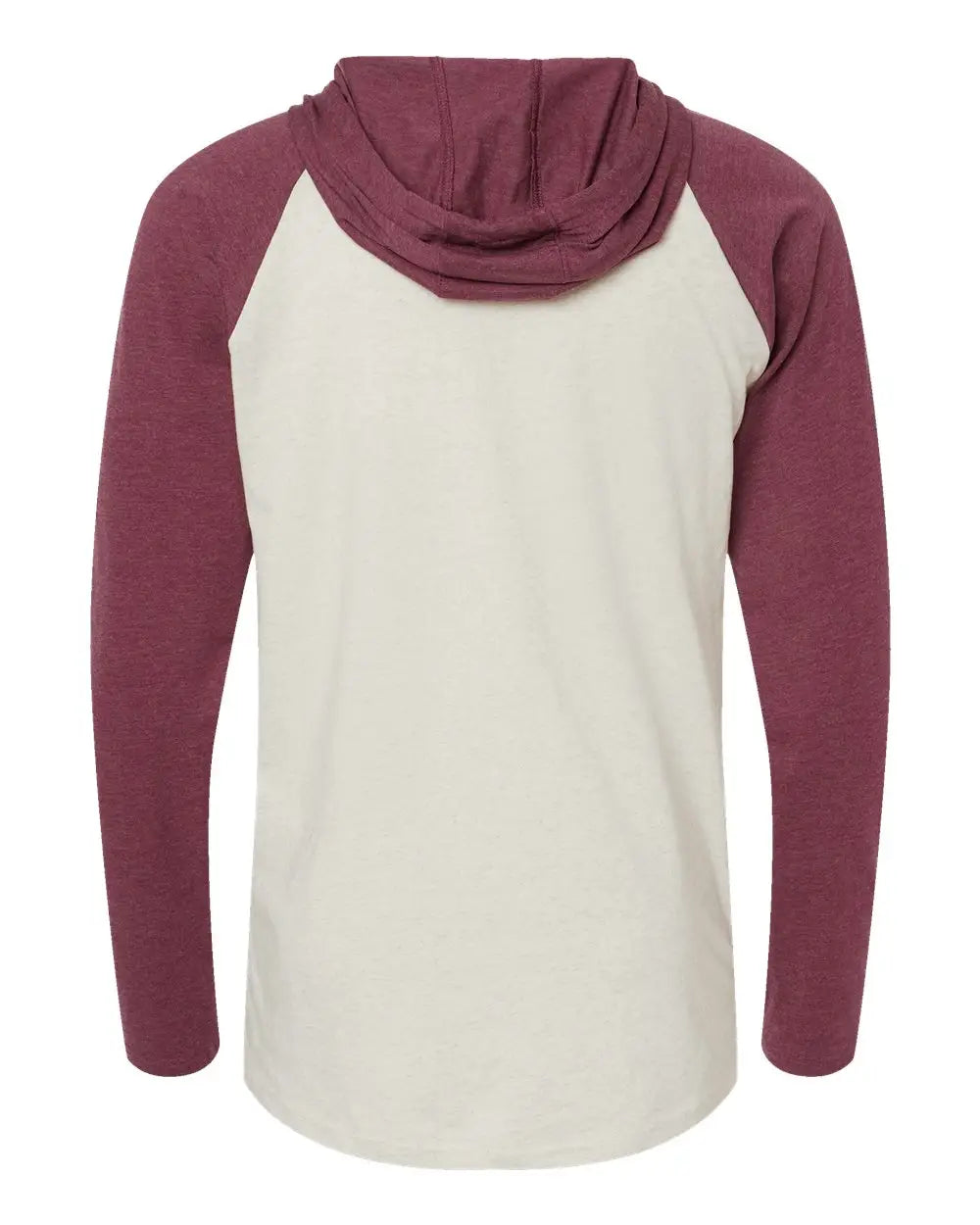 Lat 6917 Fine Jersey Hooded Long Sleeve Raglan T-shirt - Natural Heather Vintage Burgundy