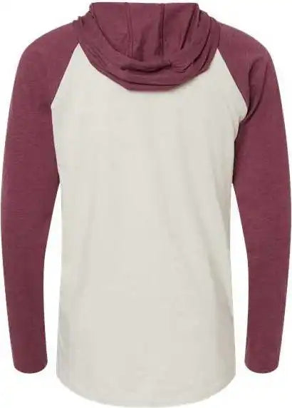 Lat 6917 Fine Jersey Hooded Long Sleeve Raglan T-shirt - Natural Heather Vintage Burgundy