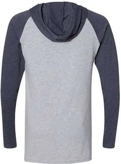 Lat 6917 Fine Jersey Hooded Long Sleeve Raglan t Shirt Vintage Heather Navy White