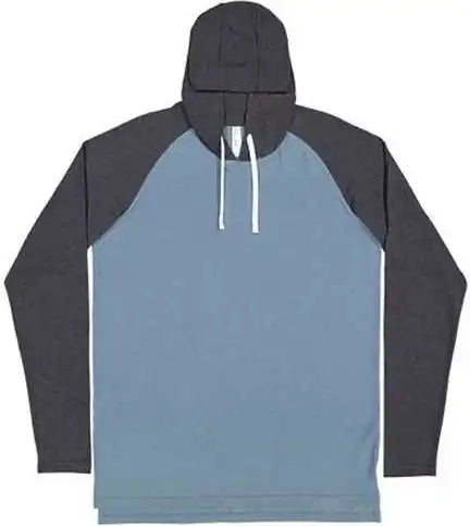 Lat 6917 Fine Jersey Hooded Long Sleeve Raglan t Shirt Vintage Indigo Navy White