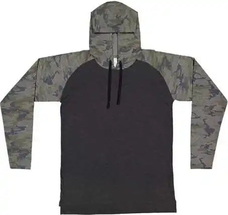 Lat 6917 Fine Jersey Hooded Long Sleeve Raglan t Shirt Vintage Smoke Camo Black