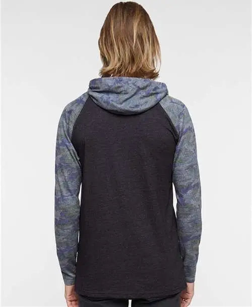 Lat 6917 Fine Jersey Hooded Long Sleeve Raglan T-shirt - Vintage Smoke Camo Black