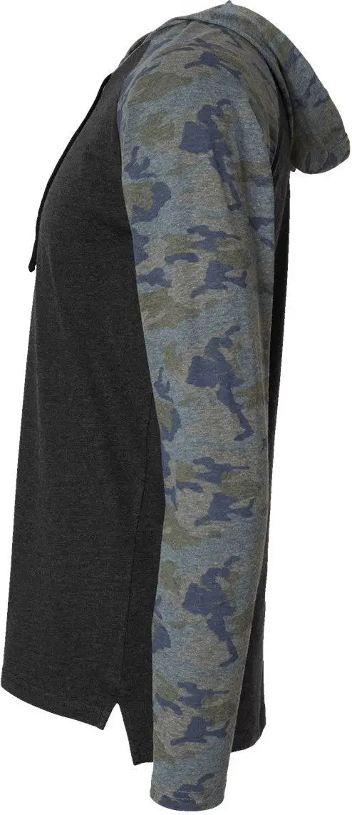 Lat 6917 Fine Jersey Hooded Long Sleeve Raglan T-shirt - Vintage Smoke Camo Black