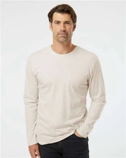 Lat 6918 Fine Jersey Long Sleeve Tee - Natural Heather