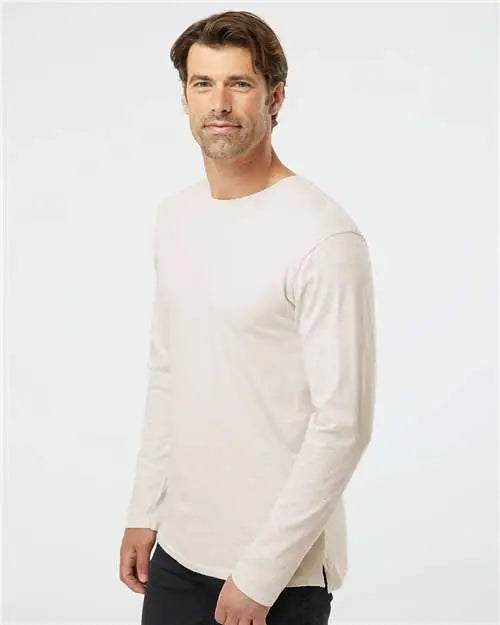 Lat 6918 Fine Jersey Long Sleeve Tee - Natural Heather