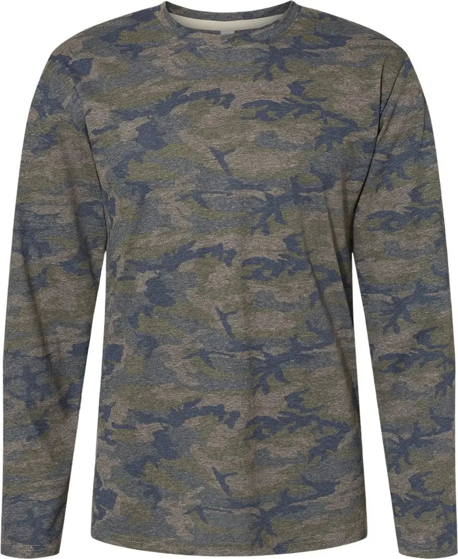 Lat 6918 Fine Jersey Long Sleeve Tee - Vintage Camo - Dark Gray / s