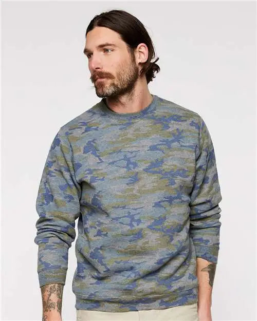Lat 6925 Elevated Fleece Crewneck Sweatshirt - Vintage Camo