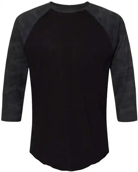Lat 6930 Baseball Fine Jersey Tee - Black Storm Camo
