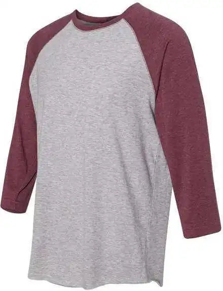 Lat 6930 Baseball Fine Jersey Tee - Vintage Heather Burgundy