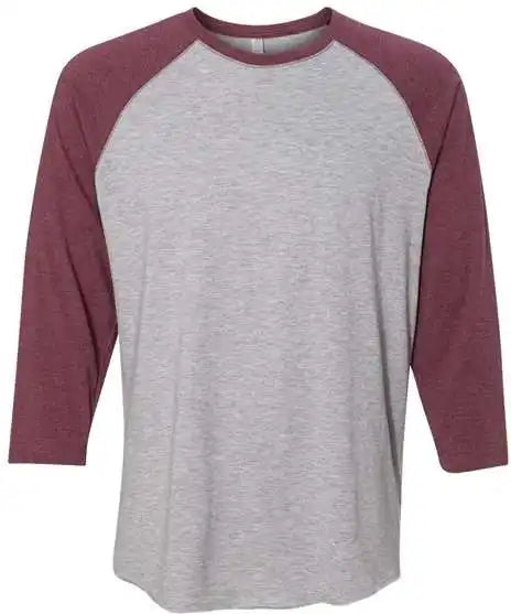 Lat 6930 Baseball Fine Jersey Tee - Vintage Heather Burgundy