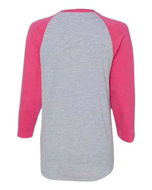 Lat 6930 Baseball Fine Jersey Tee - Vintage Heather Hot Pink