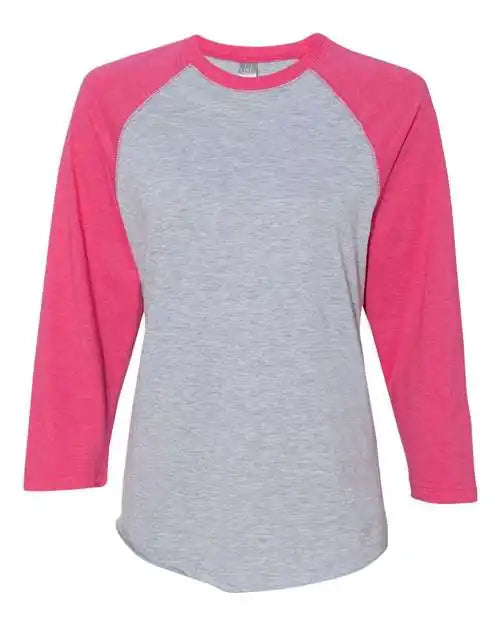 Lat 6930 Baseball Fine Jersey Tee - Vintage Heather Hot Pink