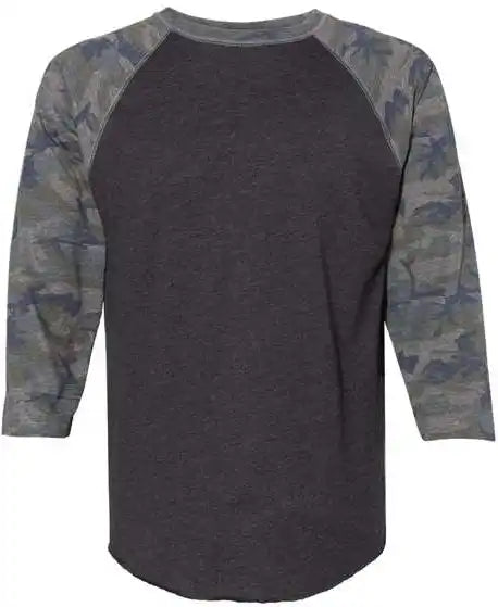 Lat 6930 Baseball Fine Jersey Tee - Vintage Smoke Camo