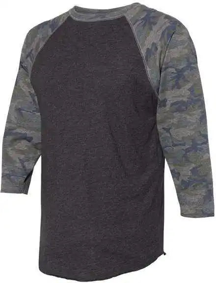 Lat 6930 Baseball Fine Jersey Tee - Vintage Smoke Camo