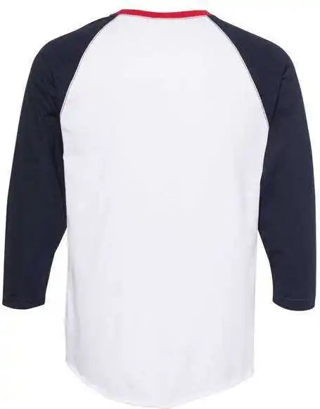 Lat 6930 Baseball Fine Jersey Tee - White Navy Red