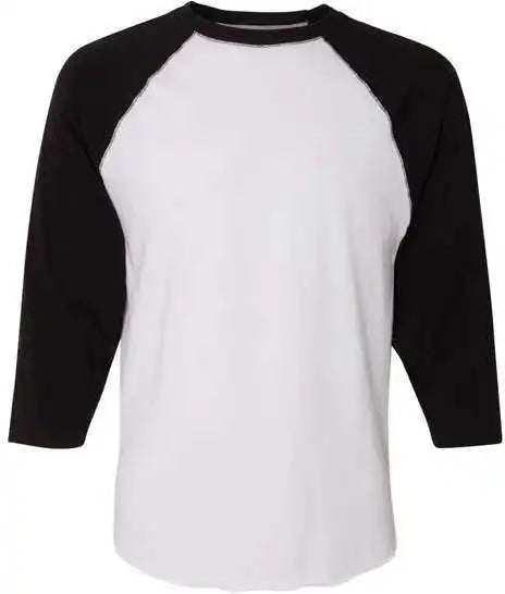 Lat 6930 Baseball Fine Jersey Tee - White Solid Black