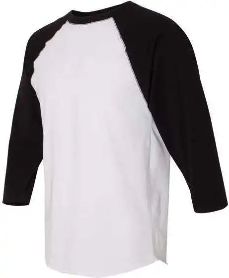 Lat 6930 Baseball Fine Jersey Tee - White Solid Black