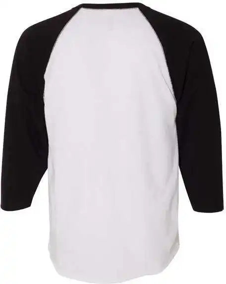 Lat 6930 Baseball Fine Jersey Tee - White Solid Black