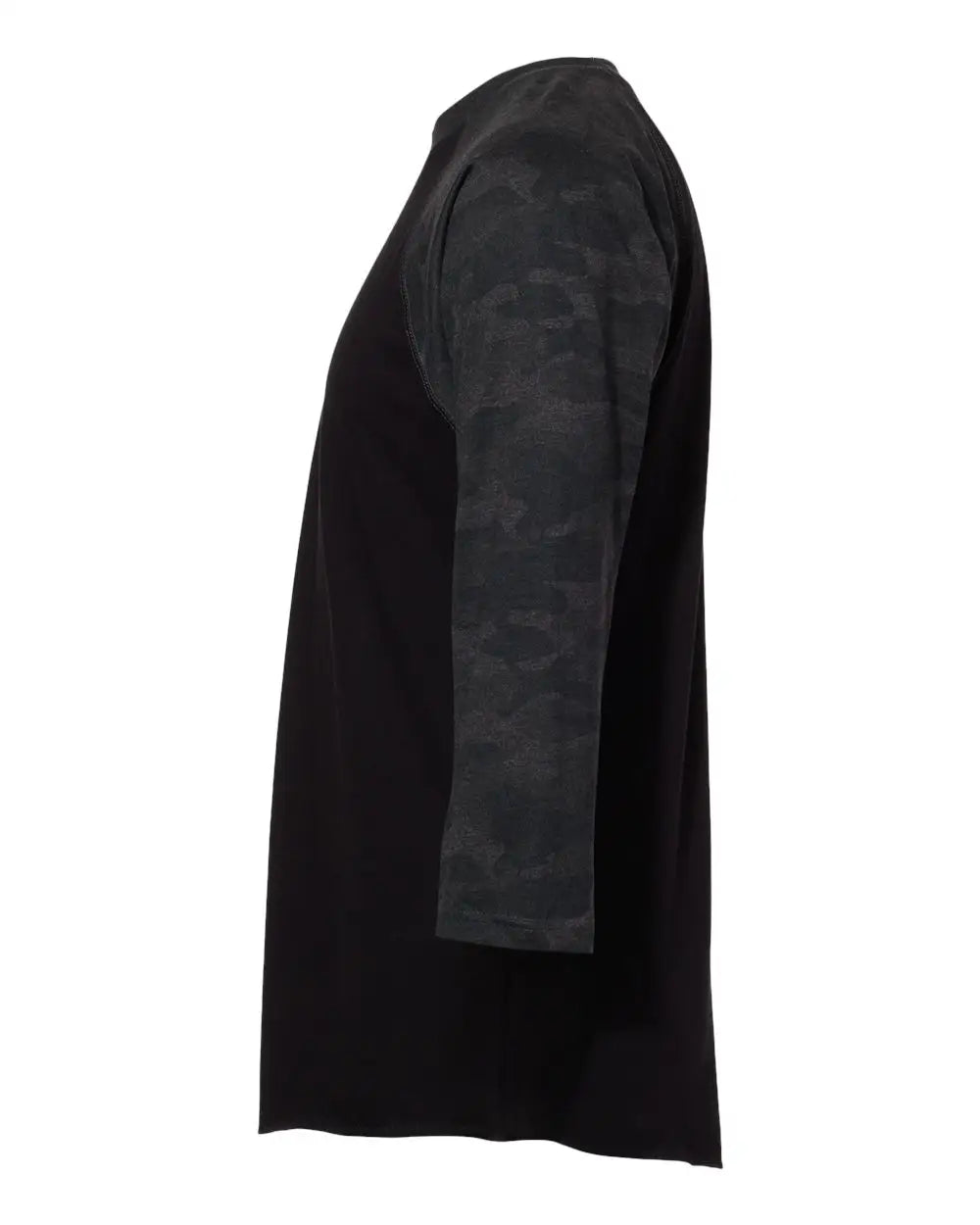 Lat 6930 Baseball Fine Jersey Three-quarter Sleeve Tee - Black Storm Camo