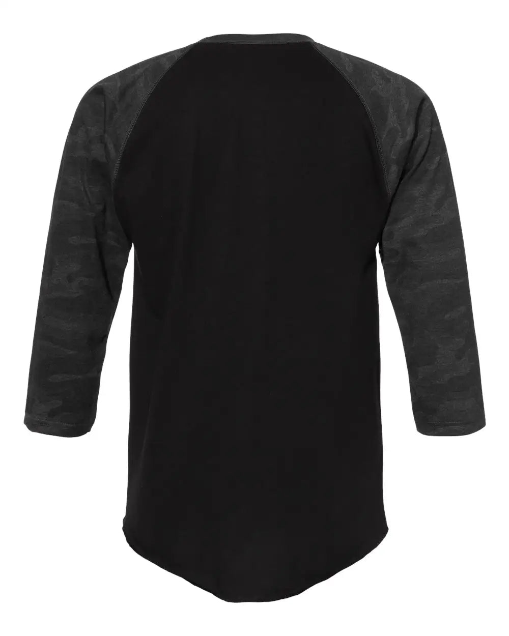 Lat 6930 Baseball Fine Jersey Three-quarter Sleeve Tee - Black Storm Camo