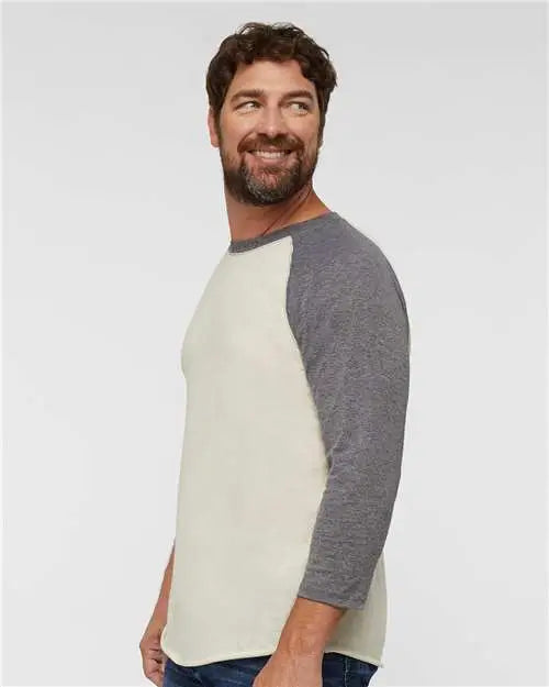 Lat 6930 Baseball Fine Jersey Three-quarter Sleeve Tee - Natural Heather Granite