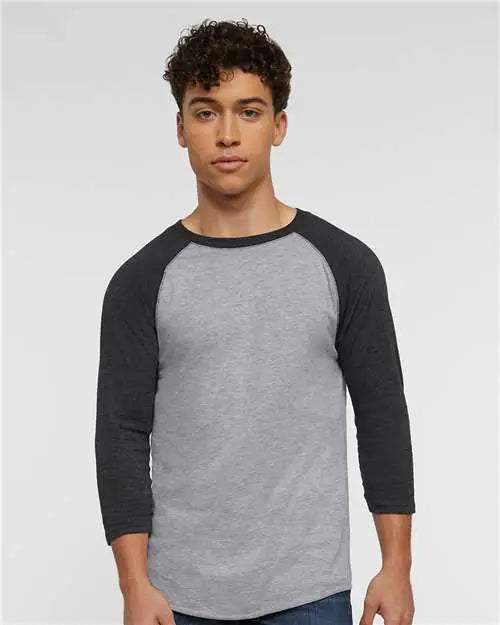 Lat 6930 Baseball Fine Jersey Three-quarter Sleeve Tee - Vintage Heather Smoke