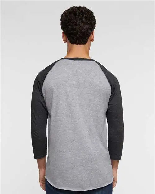 Lat 6930 Baseball Fine Jersey Three-quarter Sleeve Tee - Vintage Heather Smoke