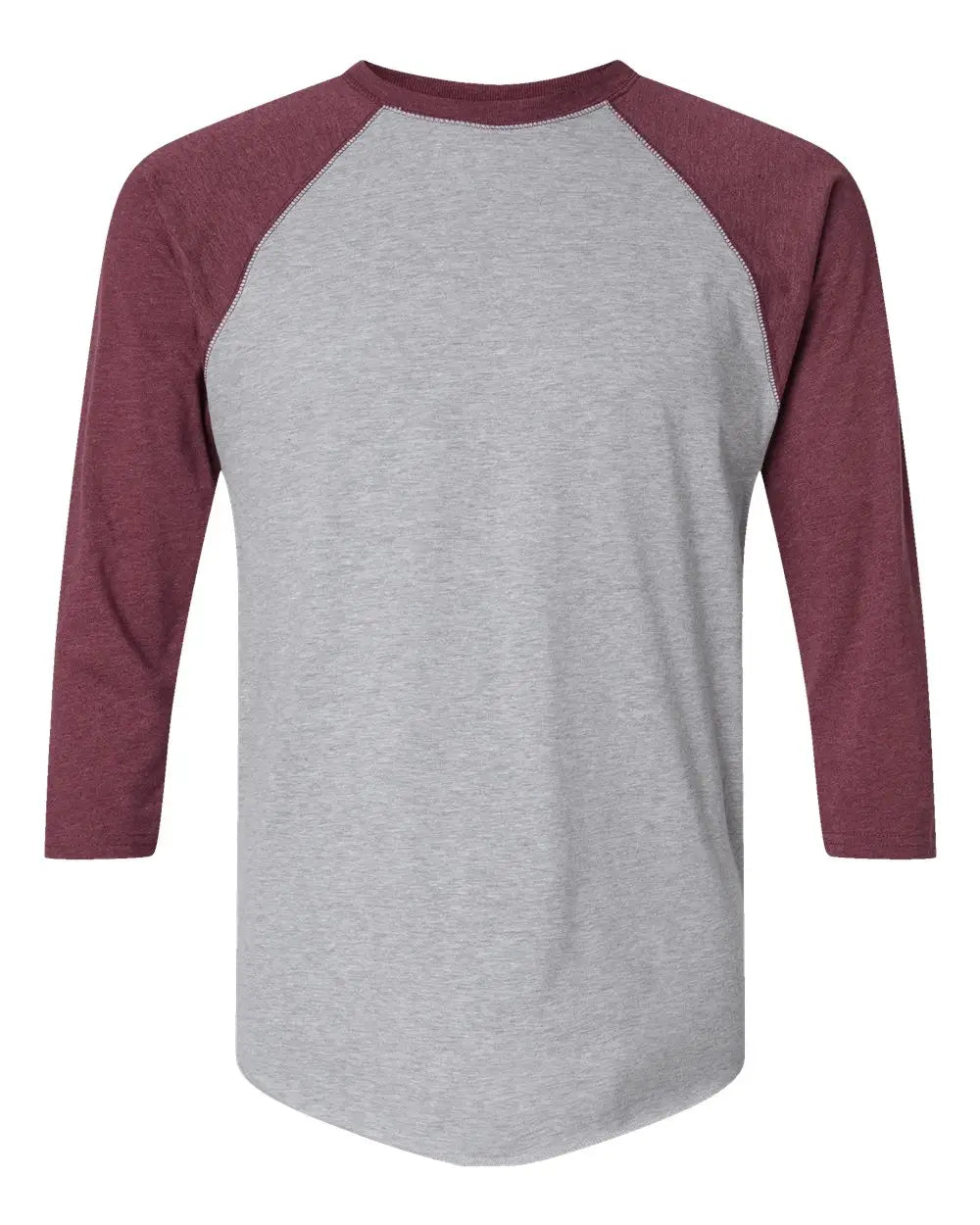 Lat 6930 Baseball Fine Jersey Three-quarter Sleeve Tee - Vintage Heather Burgundy - Maroon / s