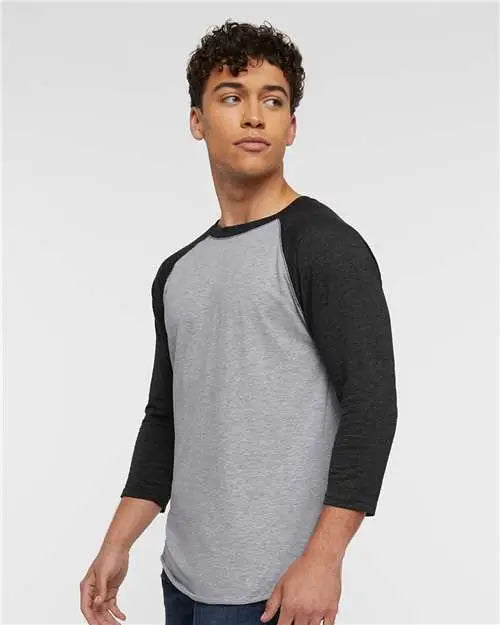 Lat 6930 Baseball Fine Jersey Three-quarter Sleeve Tee - Vintage Heather Smoke