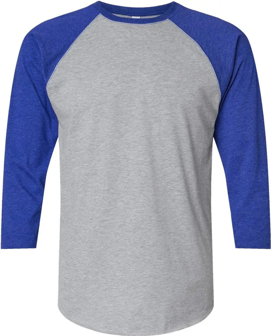 Lat 6930 Baseball Fine Jersey Three-quarter Sleeve Tee - Vintage Heather Royal