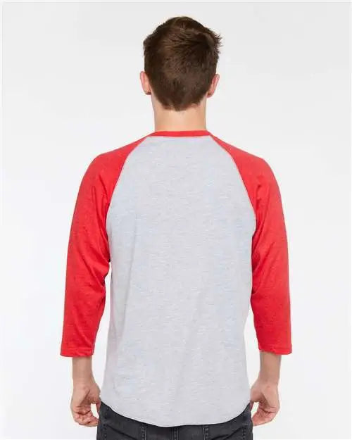 Lat 6930 Baseball Fine Jersey Three-quarter Sleeve Tee - Vintage Heather Red