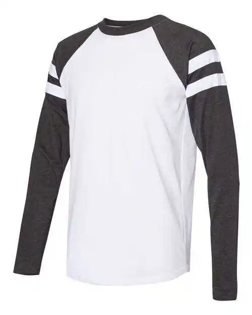 Lat 6934 Fine Jersey Mash Up Long Sleeve Tee - Blended White Vintage Smoke
