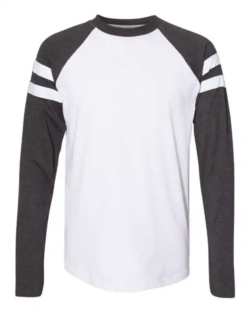 Lat 6934 Fine Jersey Mash Up Long Sleeve Tee - Blended White Vintage Smoke