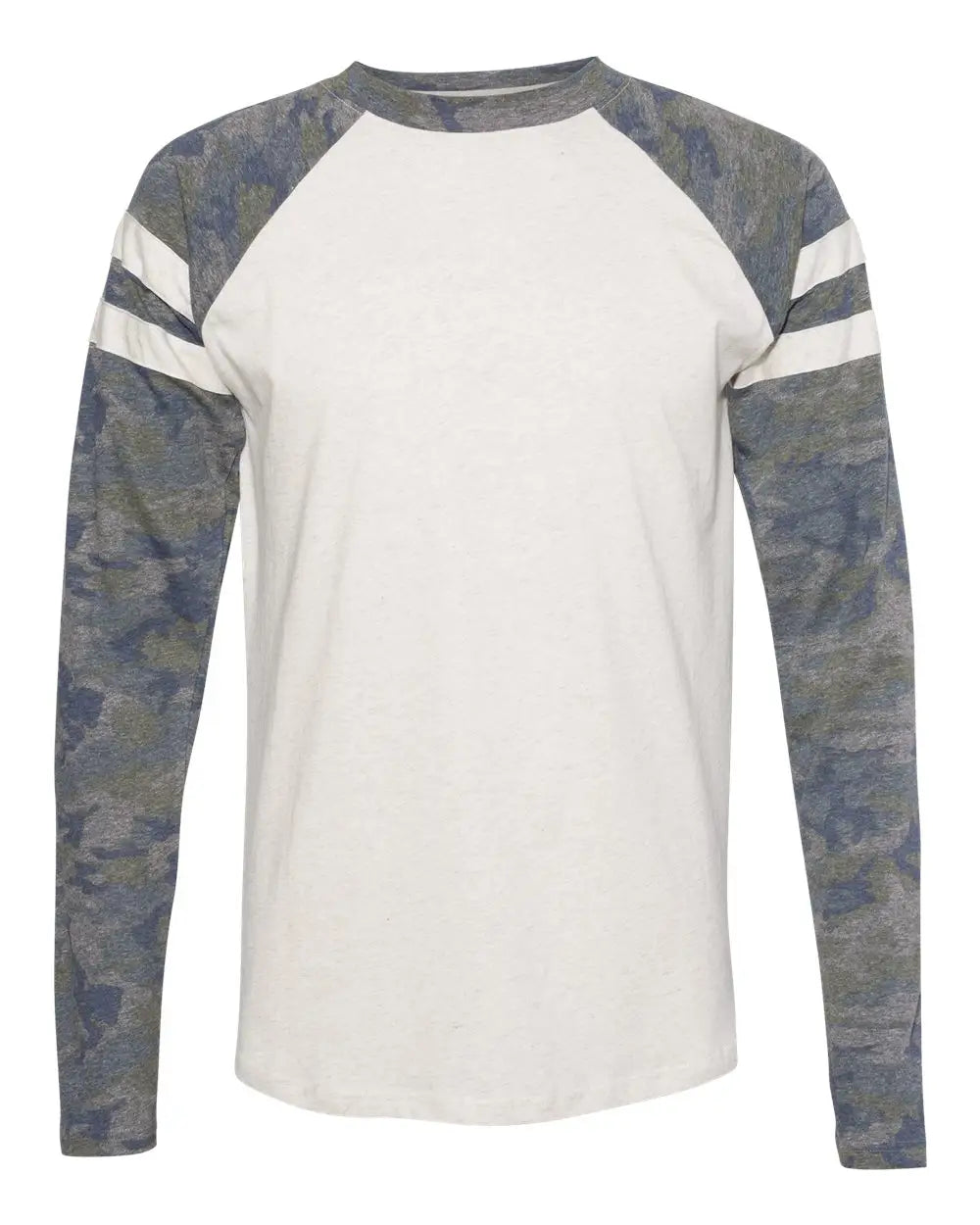 Lat 6934 Fine Jersey Mash Up Long Sleeve Tee - Natural Heather Vintage Camo - Gray / Xs