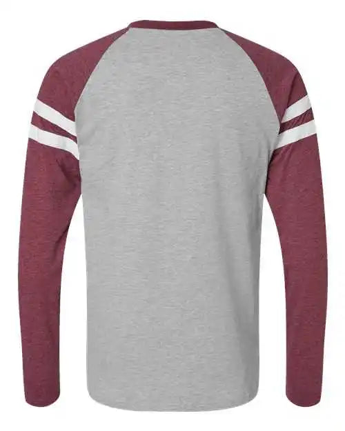 Lat 6934 Fine Jersey Mash Up Long Sleeve Tee Vintage Heather Burgundy