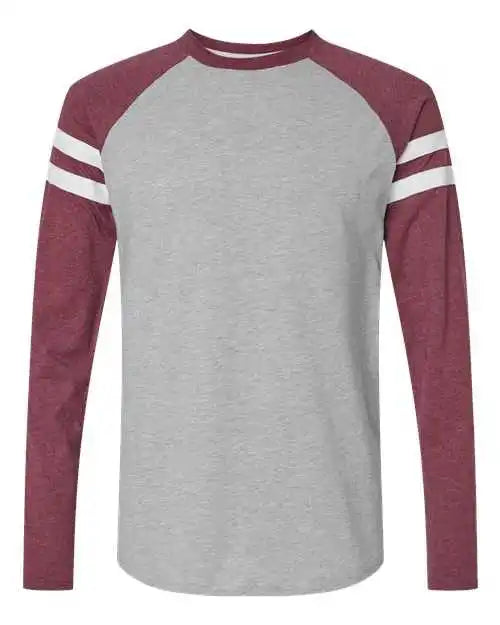 Lat 6934 Fine Jersey Mash Up Long Sleeve Tee Vintage Heather Burgundy