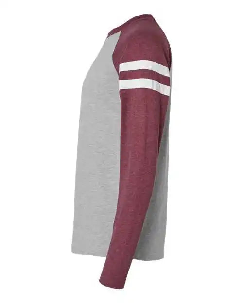 Lat 6934 Fine Jersey Mash Up Long Sleeve Tee Vintage Heather Burgundy