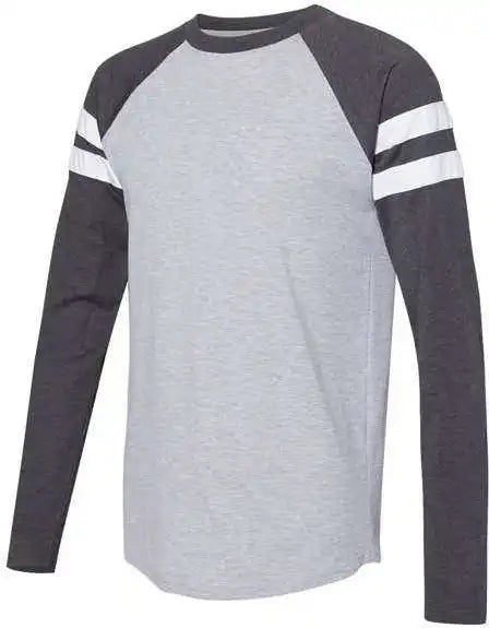 Lat 6934 Fine Jersey Mash Up Long Sleeve Tee - Vintage Heather Navy