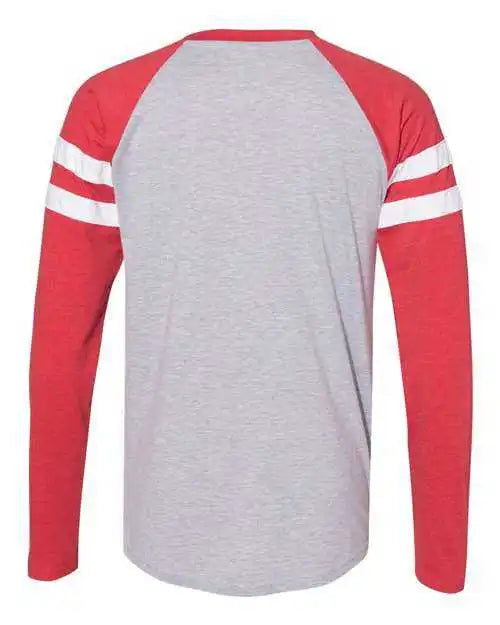 Lat 6934 Fine Jersey Mash Up Long Sleeve Tee Vintage Heather Red