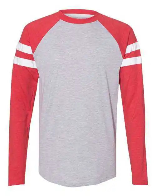 Lat 6934 Fine Jersey Mash Up Long Sleeve Tee - Vintage Heather Red