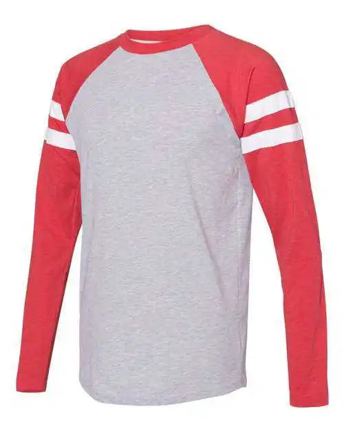 Lat 6934 Fine Jersey Mash Up Long Sleeve Tee - Vintage Heather Red