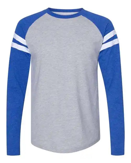 Lat 6934 Fine Jersey Mash Up Long Sleeve Tee - Vintage Heather Royal