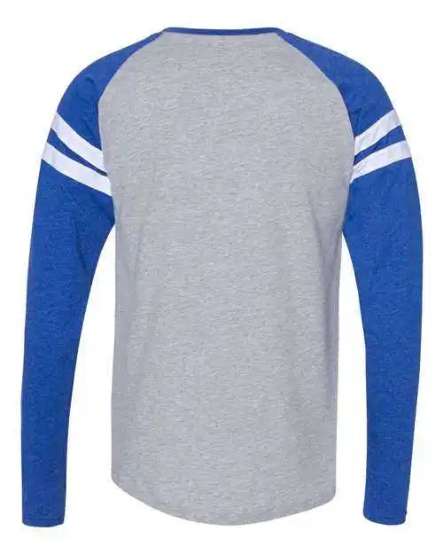 Lat 6934 Fine Jersey Mash Up Long Sleeve Tee - Vintage Heather Royal