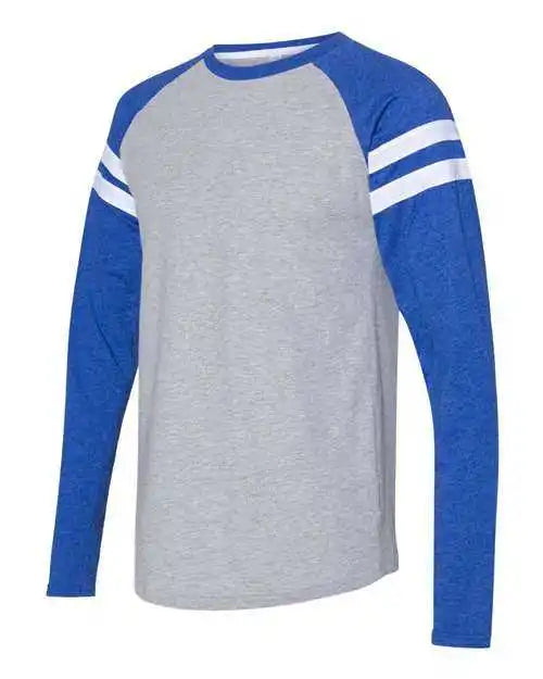 Lat 6934 Fine Jersey Mash Up Long Sleeve Tee - Vintage Heather Royal