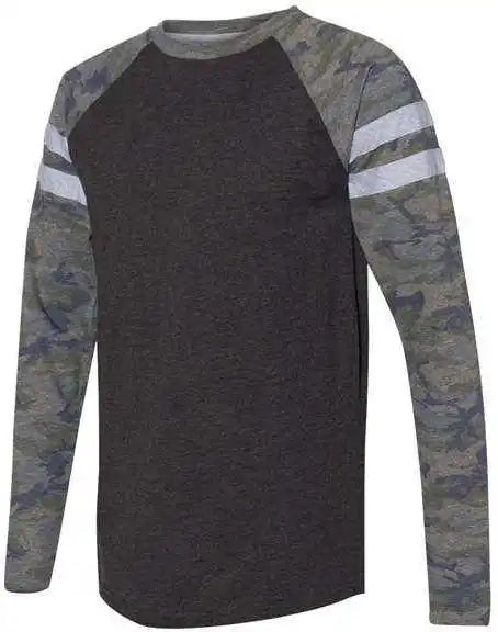 Lat 6934 Fine Jersey Mash Up Long Sleeve Tee Vintage Smoke Camo