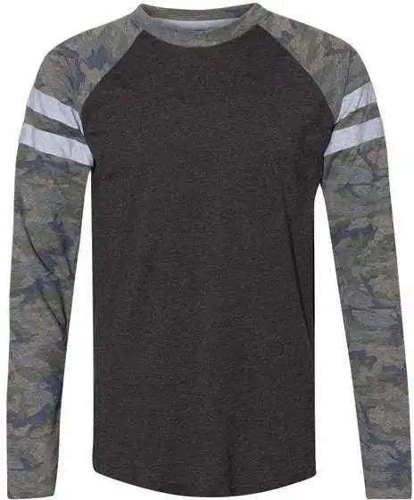 Lat 6934 Fine Jersey Mash Up Long Sleeve Tee Vintage Smoke Camo