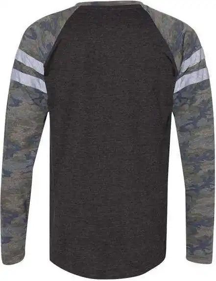 Lat 6934 Fine Jersey Mash Up Long Sleeve Tee Vintage Smoke Camo